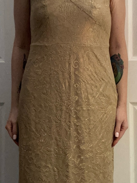 BCBGMaxAzria Dresses & Skirts - BCBGMaxAzria Gold Lace Sheath Dress